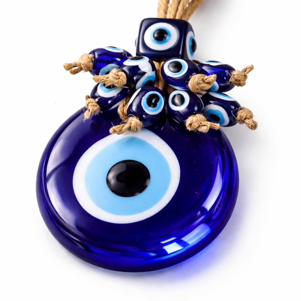 Candymosa 2.3" Turkish Evil Eye Decor Ornament - Blue Evil Eye Wall Hanging in a Box - Home Protection Charm Evil Eye Wall Decor - Turkish Nazar Amulet (Blue, 1pcs)