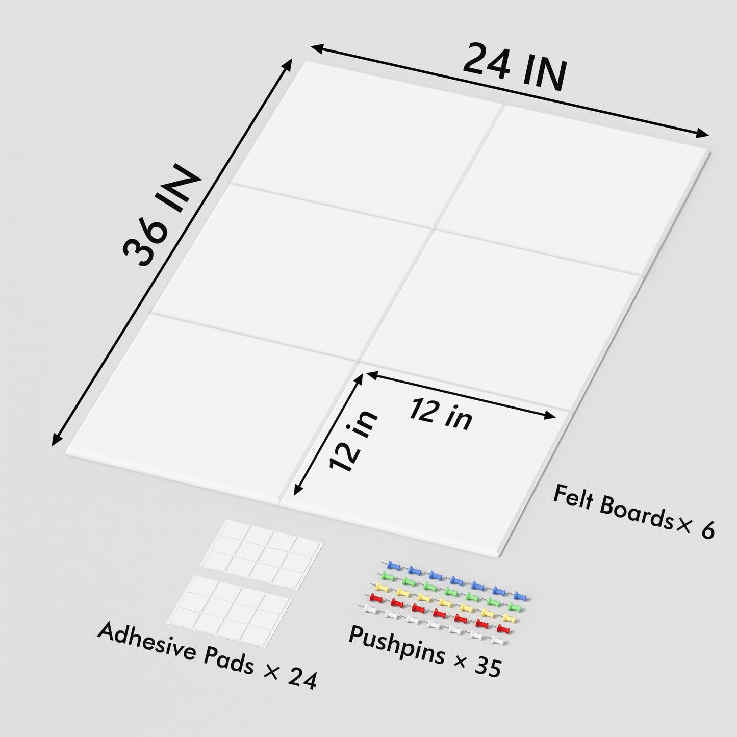Neatsure Large Cork Board for Wall, 36" x 24" White Bulletin Board with Pushpins, 6 Panels Felt Tiles Tack Push Pin Board for Office