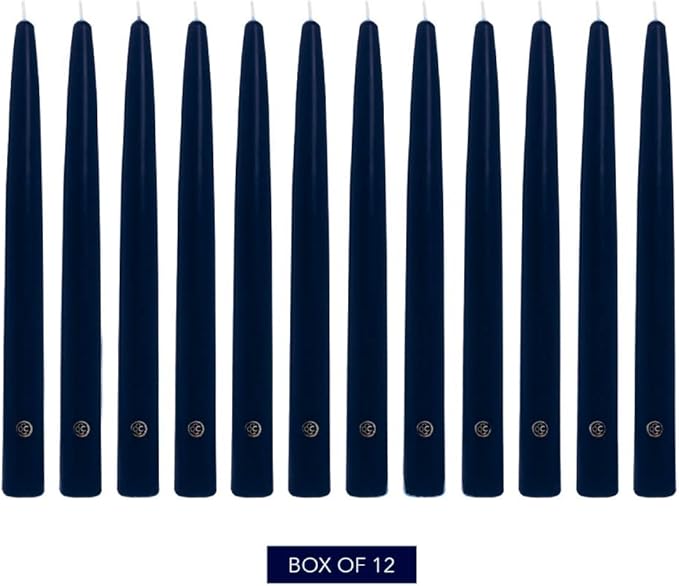 Colonial Candle Indigo Blue Taper Candles Hand Dipped - 12" Tall Candlesticks - Dripless, Unscented - Candles For Birthdays, Celebrations, 12 count (Pack of 1)