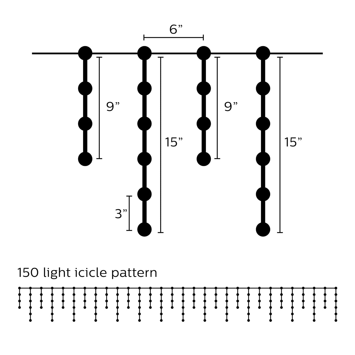 Philips 150 LED Warm White Faceted Mini Icicle Lights