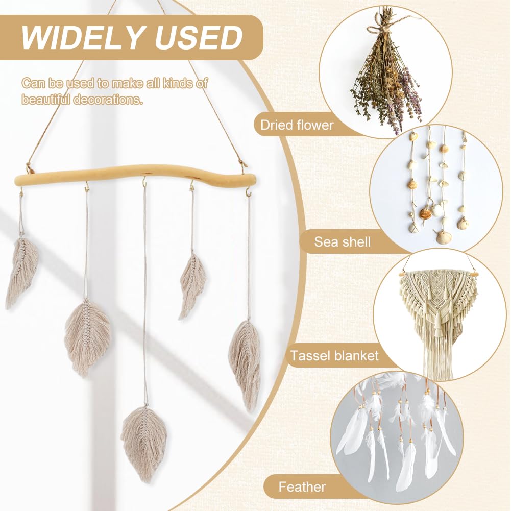 Saycker 2Pcs 15 Inch Driftwood Wall Hanging Jewelry Hanger, Rustic Branch Hanger Rack with 5 Hooks for Small Item Key(Wood color)