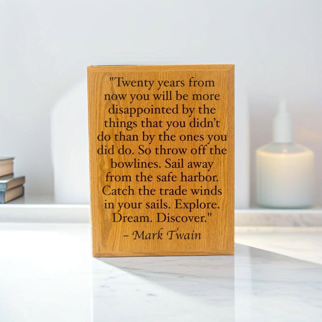 Customizable Quote Plaque – Personalized Engraved Wall Art, Motivational Desk Sign, Custom Verse, Saying, or Motto, Decorative Plaque for Office, Home, or Gift (Oak finish, 5x7 inch)
