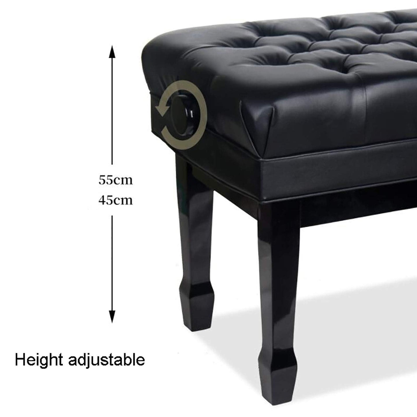Meiiron Luxury Leather Piano Bench Wooden with Large Music Sheets Storage Compartment, Soft Leather Padded Stool and Solid Wood Frame - 10cm Height Adjustable