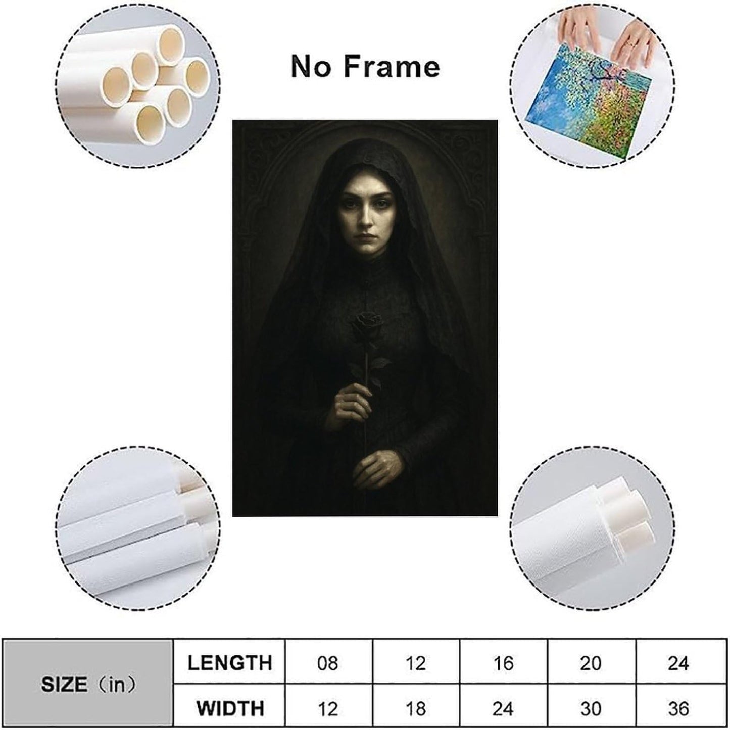 Featuring A Woman Wearing A Black Headscarf Poster Gothic Art Poster Print Modern Decorative Wall Artwork for Home And Office High Definition Print Poster Unframe-style 12x18inch(30x45cm)