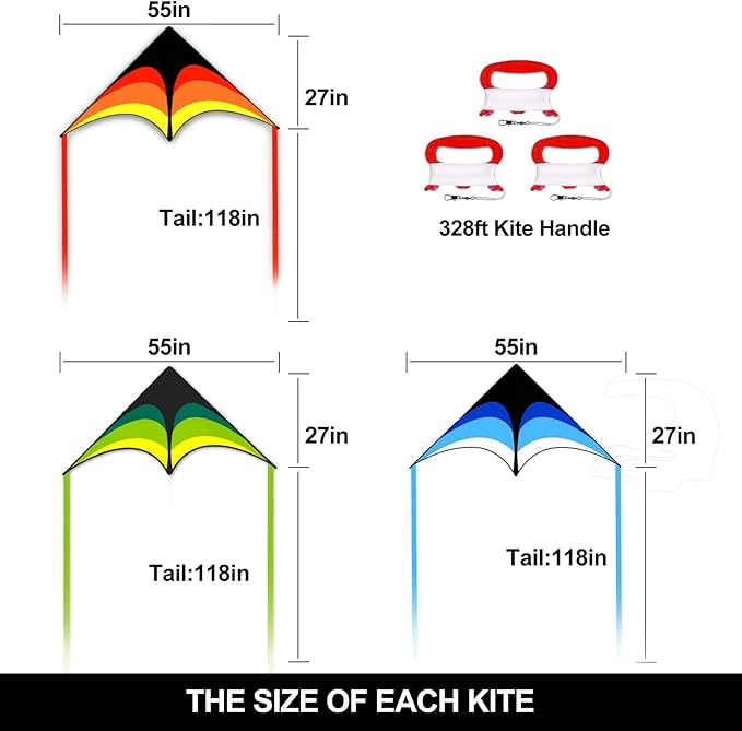 Delta Kite for Kids and Adults, Easy to Fly, Nylon Fabric with String Handle, Outdoor Beach Park Activities