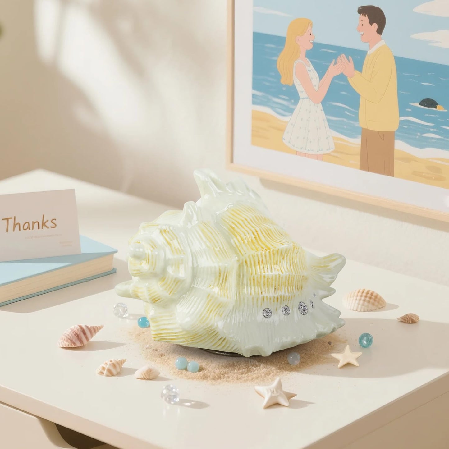 Mr.Winder Conch Shell Music Box Plays You are My Sunshine, Ocean Theme Gift for Wife Husband Daughter Grandma Sister Gifts for Birthday Anniversary Christmas Musical Box