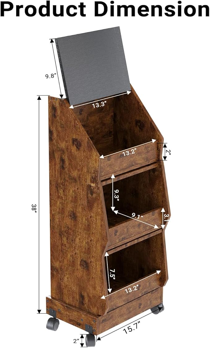 Potato and Onion Bin with Lid Movable Bread Box, Potato and Onion Storage with Wheels Black Movable, Vegetable Cabinet with 3 Tier Storage, Grocery Section Bread Box Set of 2