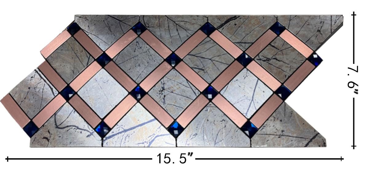 XUANINY Peel and Stick Metal Hexagon Tiles, Self Adhesive Decorative Waist Line Mosaic Tiles, Wall Panels for Kitchen Backsplash, Bathroom, Bedroom, Living Room (10 Printed Maple Leaf)
