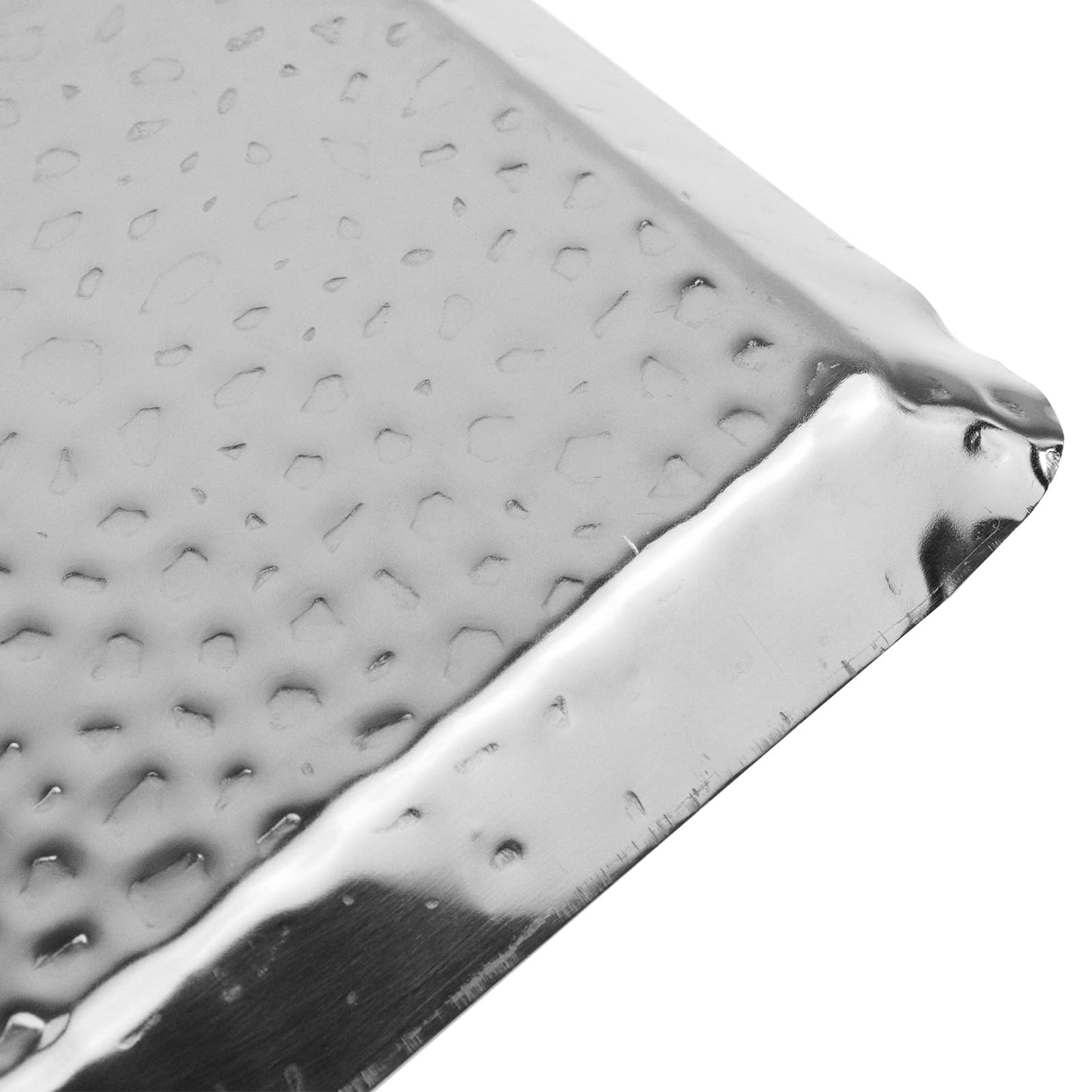 Antrader Hammered Rectangular Tray,Stainless Steel Decorative Tray,Silver Serving Trays,Serving Platter Small Storage Tray(10-Inch by 4-Inch)
