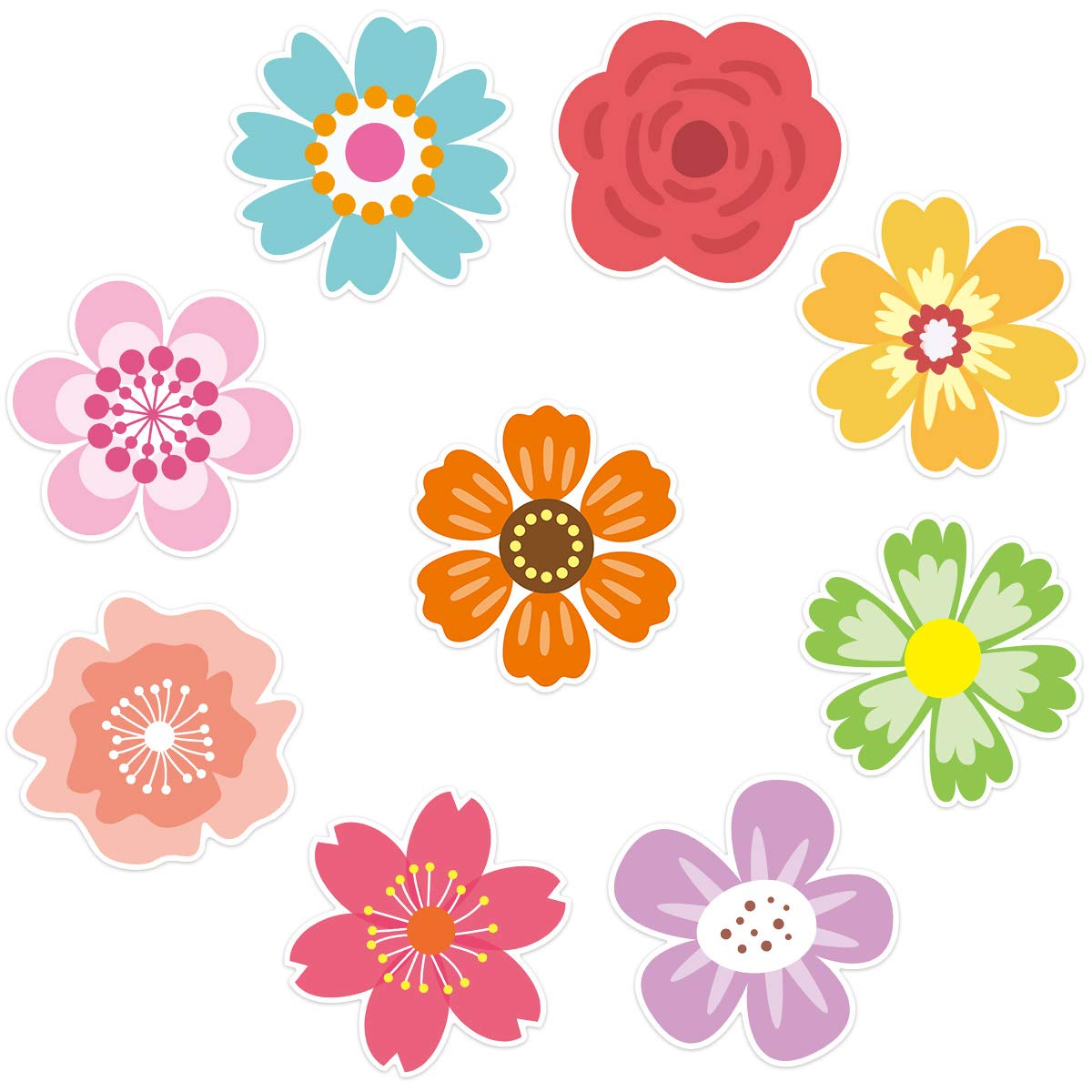 Ceiba Tree 54 Pcs Flower Cutouts Summer Flowers Bulletin Board Decorations Spring Cut-Outs for Party Home Classroom Back to School Decor