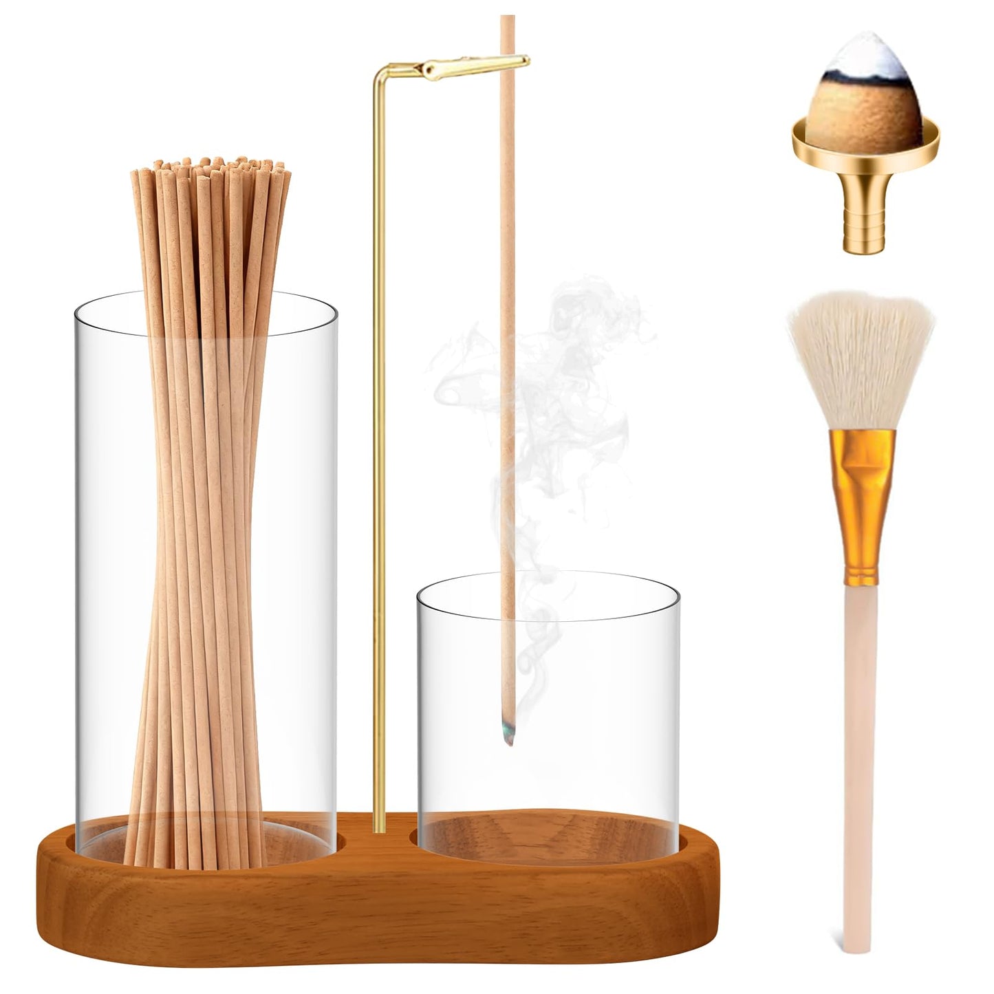 Glass Incense Holder, 3 in 1 Incense Sticks Burner Holder with Storage, Hang Upside Down Incense Holder for Sticks with Glass Ash Catcher for HolderBedroom House Yoga Meditation Zen