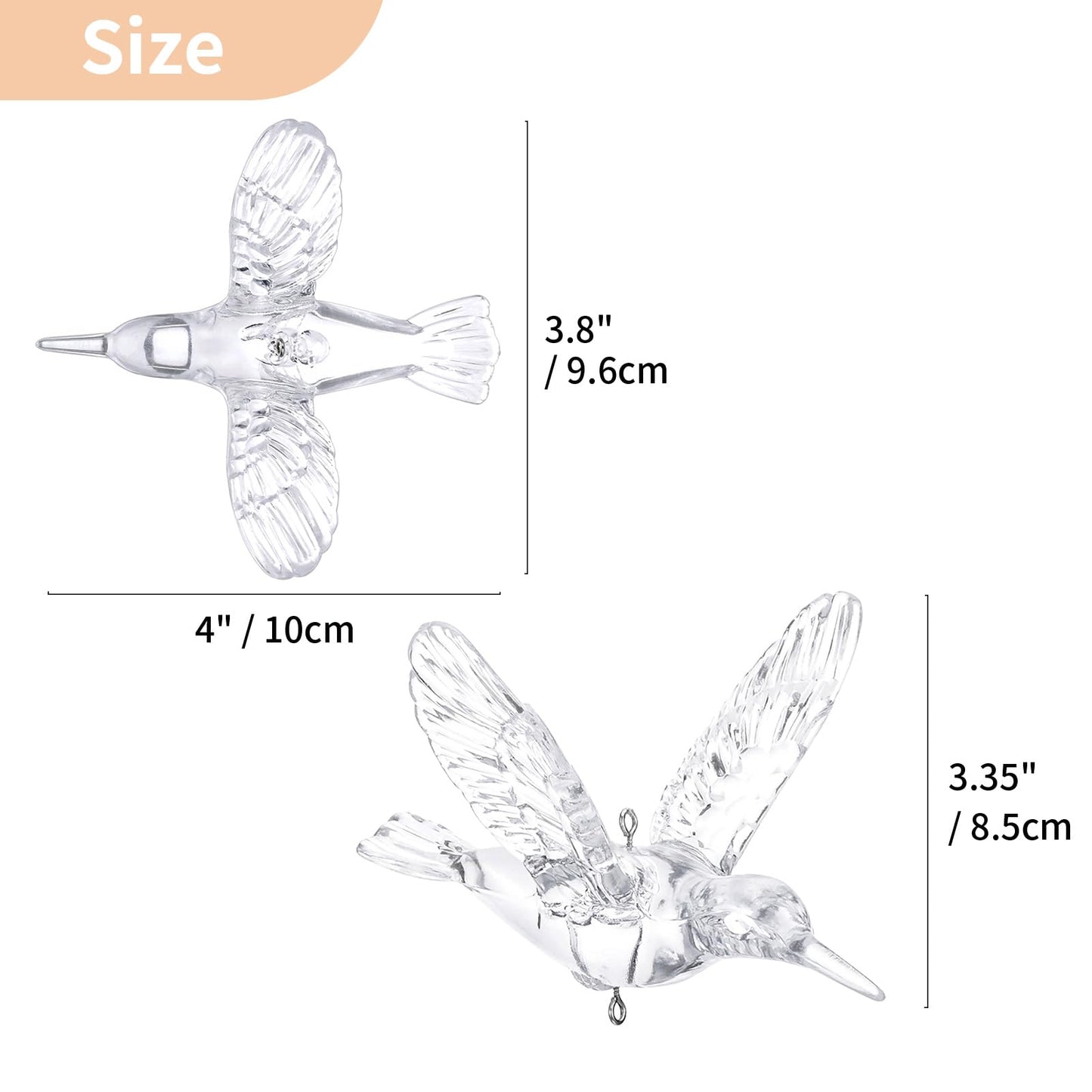 NUPTIO Crystal Ceiling Hanging Ornaments: 50 Pcs Acrylic Flying Birds for Wedding Party Window Garden Bedroom Outdoor Birthday - Christmas Tree Decorations with Transparent Line