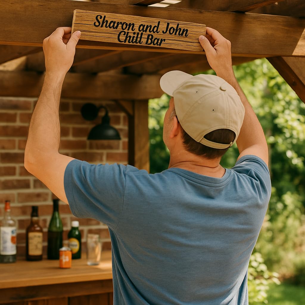 Custom Sign Engraved Solid Wood Oak Sign Perfect for Outdoors or Indoors | Enhancing Any Space With Custom Name Sign | Make's A Great Family Sign Home Signs For Home Decor | Wood Sign (Cabin)