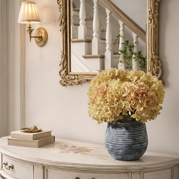 SIDUCAL Ceramic Rustic Farmhouse Flower Vase, Pottery Decorative Flower Vase for Home Decor, Table, Living Room Decoration, Shelf Decor, Mantel, 7.3 Inch, Black