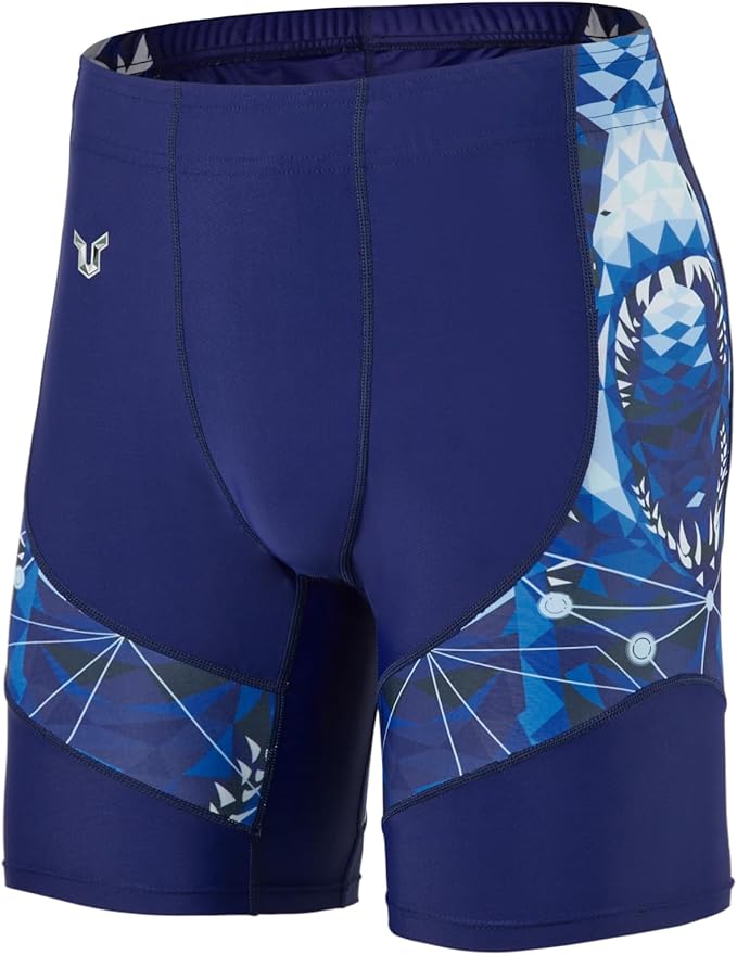 HUGE SPORTS Men's Rash Guard Swim Shorts Compression Swimming Jammer Cool Dry Active Swimsuit Workout Shorts Sports Tights