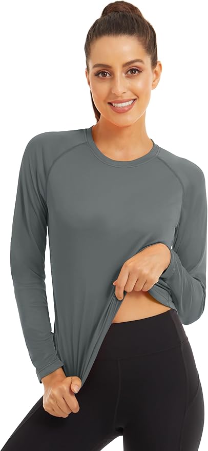 MAGCOMSEN Women's 2 Pack Long Sleeve Shirts UPF 50+ Sun Protection Quick Dry Swim Shirt for Rash Guard Fishing Workout