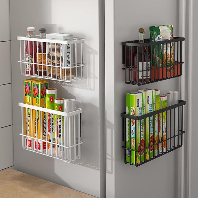 3 Piece Kitchen Cabinet Door Storage Box,Self Adhesive Wall Mounted Storage Boxes,Wardrobe/Bathroom/Refrigerator Small Items Organizer Storage Box (Black3)
