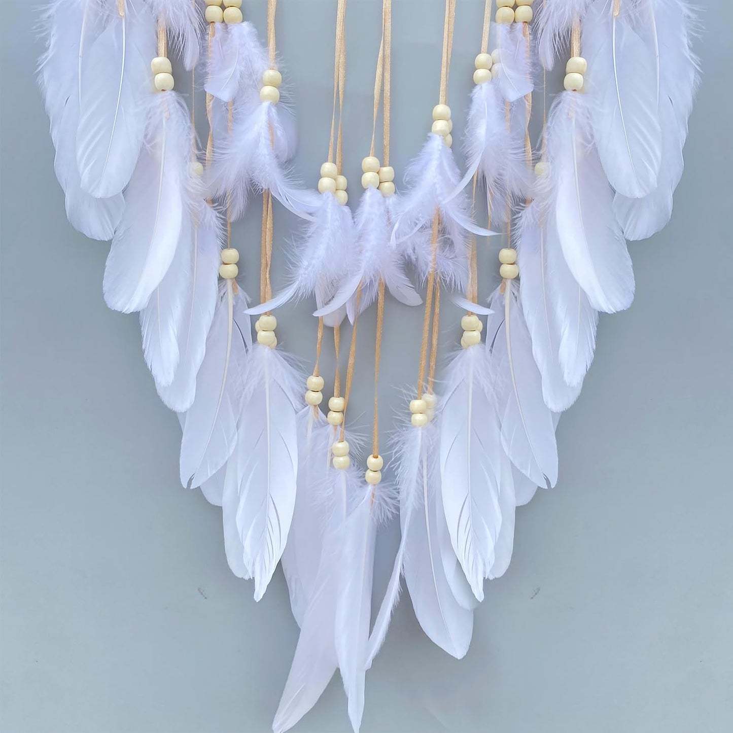 Malicosmile Large White Dream Catcher, Handmade Big Dream Catchers for Bedroom Wall Hanging Wedding Party Decor with a Greeting Card Gift (11.8 Inches in Diameter)