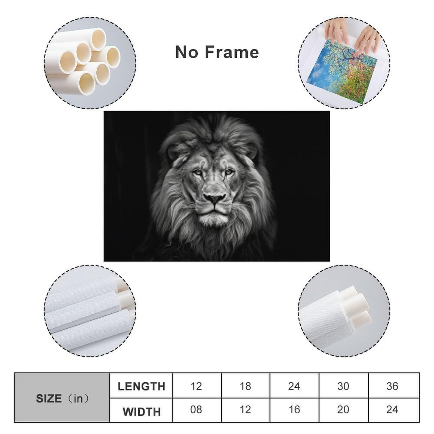 FeoYoed Wall Art Posters Lion Wild Animal African Lion On Black Background Modern Aesthetic Decor Prints for Bedroom Living Room Office with Premium Fade Resistant Canvas 12x18inch(30x45cm)
