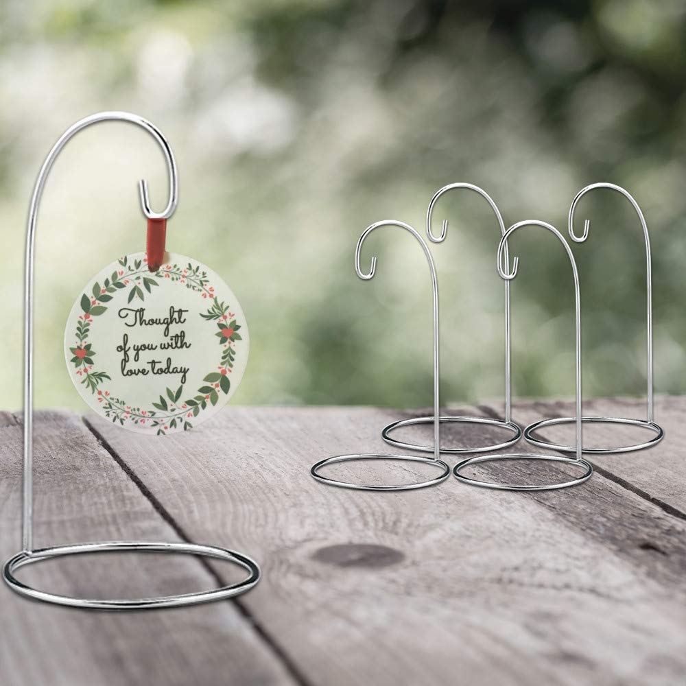 BANBERRY DESIGNS Ornament Display Stands - Silver Christmas Holders - Chrome Finished Metal Stands - Air Plant and Terrarium Stands - Set of 5 Holders - 7" H