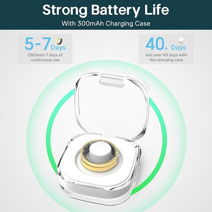 Smart Rings for Women Men,Fitness Tracker Ring,Heart Rate,Blood Oxygen,Blood Pressure,Step Tracker,Sleep Monitoring,No Subscription Fee,IP68 Waterproof Smart Ring for iphone&Android(Gold 10)
