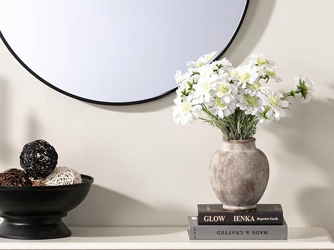 Ceramic Flower Vases Home Decor, Rustic Farmhouse Decorative Vase Pottery Pampas Grass Vases for Decor Table Living Room Entryway Mantel Bookshelf Bedroom Bathroom Kitchen - 7.4 Inch Rustic