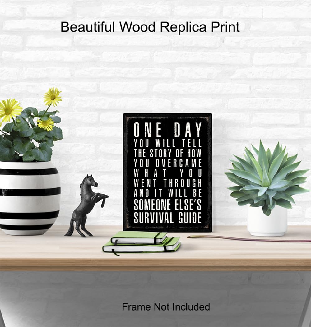 Black Office Decor Inspirational Quotes - Positive Quotes Posters for Men - Home Office Success Wall Art - executive Motivational Gifts for Him - Motivation Gym Wall Decor - Rustic small Wall Art Print