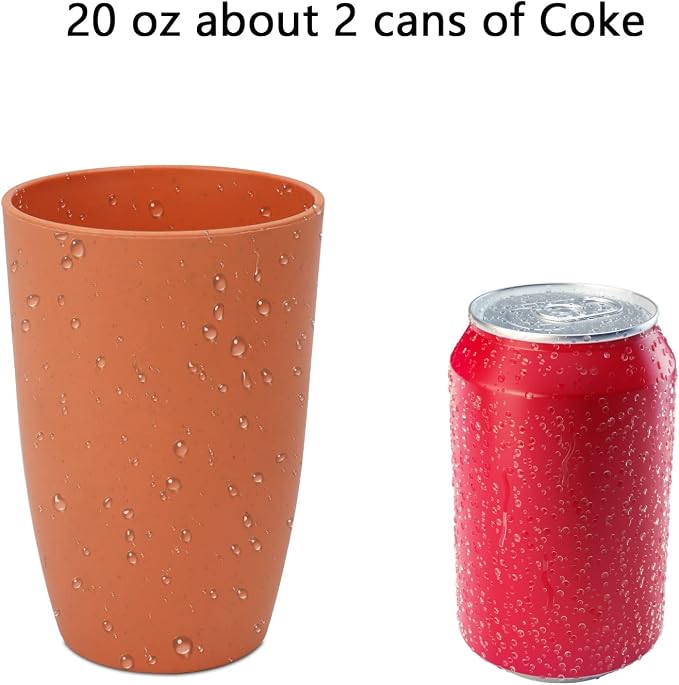 Homienly Plastic Cups Alternative, Unbreakable 20 OZ Wheat Straw Cups-Set of 8, Reusable Lightweight Drinking Glasses for Water, Juice, Dishwasher Safe Cups Sets for Kitchen, Outdoor, RV(Multi)
