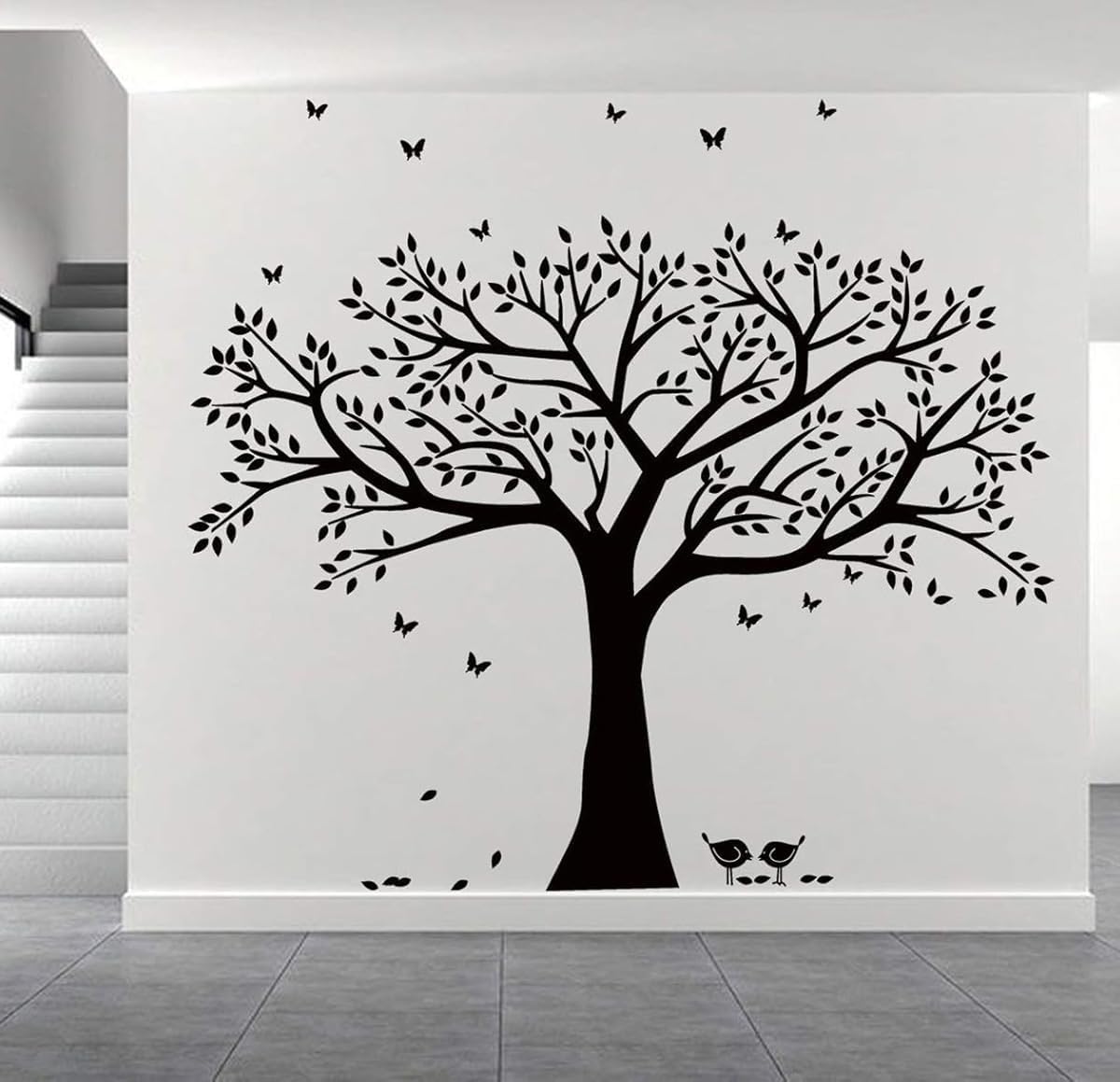Grant Family Photo Frame Tree Wall Decals Family Tree Decal Living Room Home Decor (108" Wide x 84" Tall) (Black)