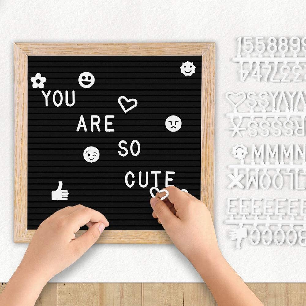Felt Letter Message Board with 340 Letters,Letter Board Sign with Stand, 10X10 Inch for Baby & Pregnancy Announcement Sign,Black Felt