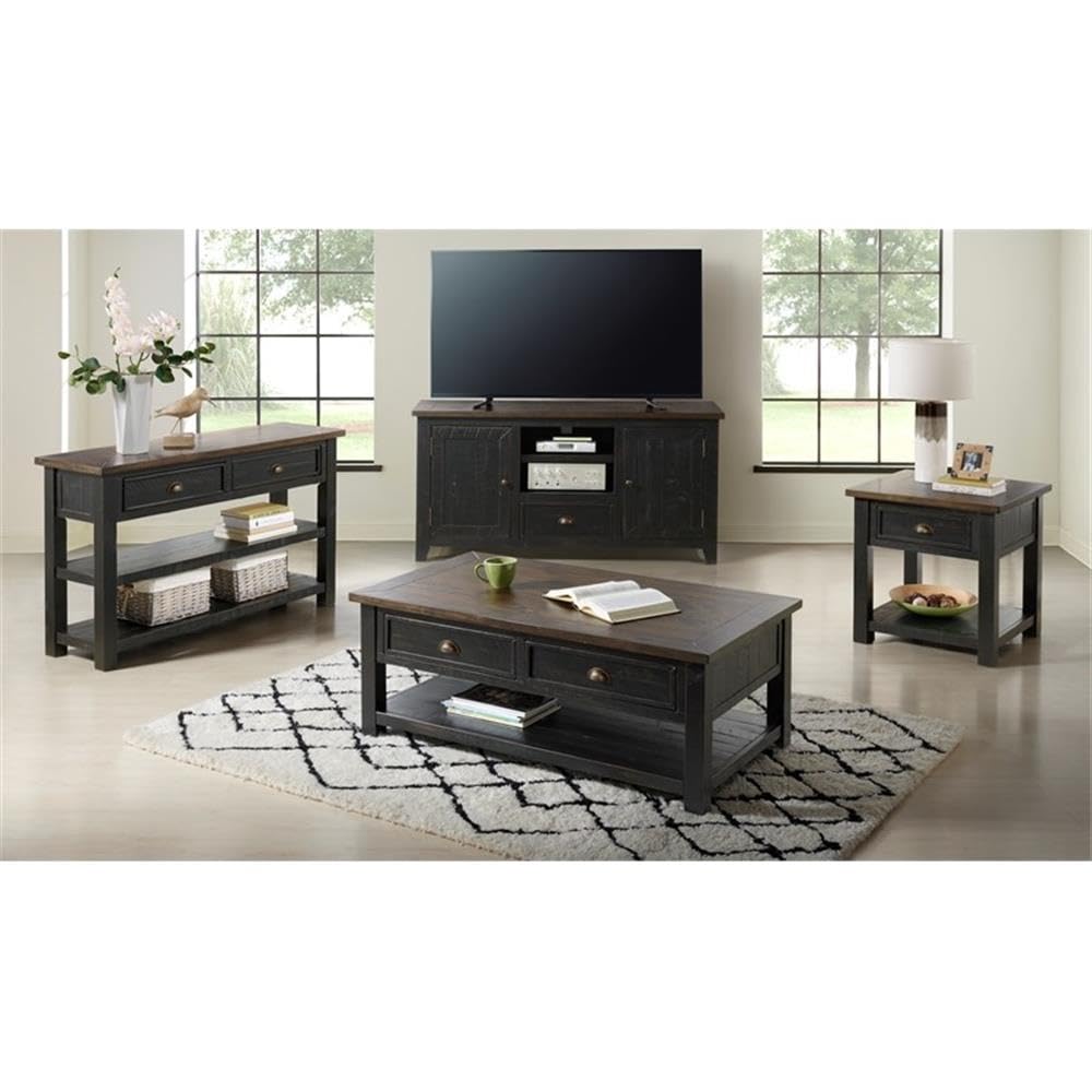 Martin Svensson Home Solid Wood Coffee Table, Black with Brown Top