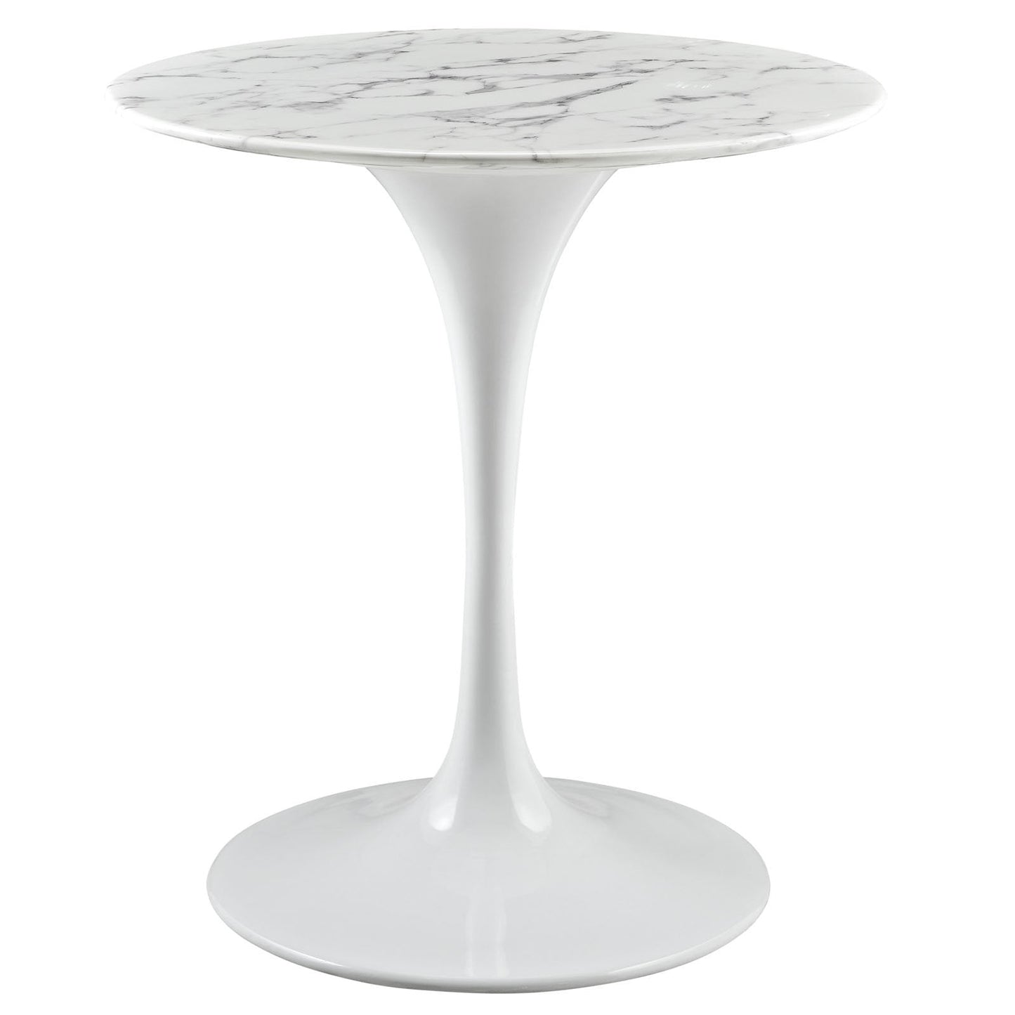 Modway Lippa Round 28" Mid-Century Modern Artificial Marble Dining Table in White