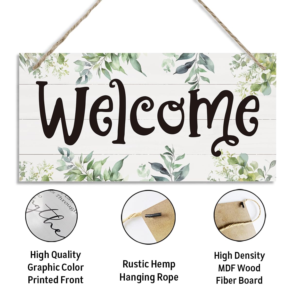 rdejxgvl Rustic Welcome Decor, Decorative Hanging Wall Plaque Wood Sign, Spring Sign 13, 30X15cm, Welcome Sign for Front Door Porch, Farmhouse Home Decor