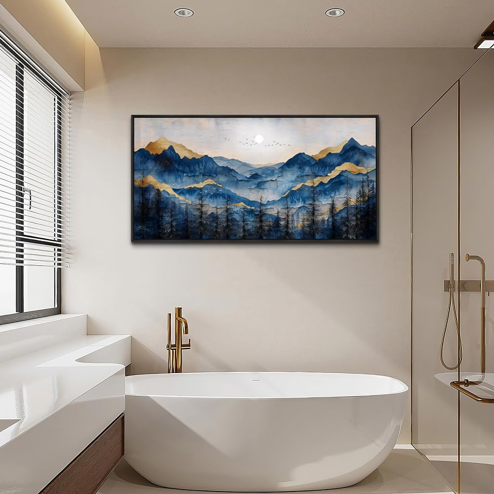 FUHAIHUA Black Framed Canvas Wall Art For Living Room Wall Decor For Bedroom Office Wall Decoration Mountain Painting Abstract Pictures Artwork Room Aesthetic Home Decor 20x40 In