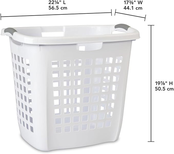 Sterilite Ultra Easy Carry Laundry Hamper, Comfort Handles to Easily Carry Clothes Between the Bedroom and Laundry Room, Plastic, White, 8-Pack