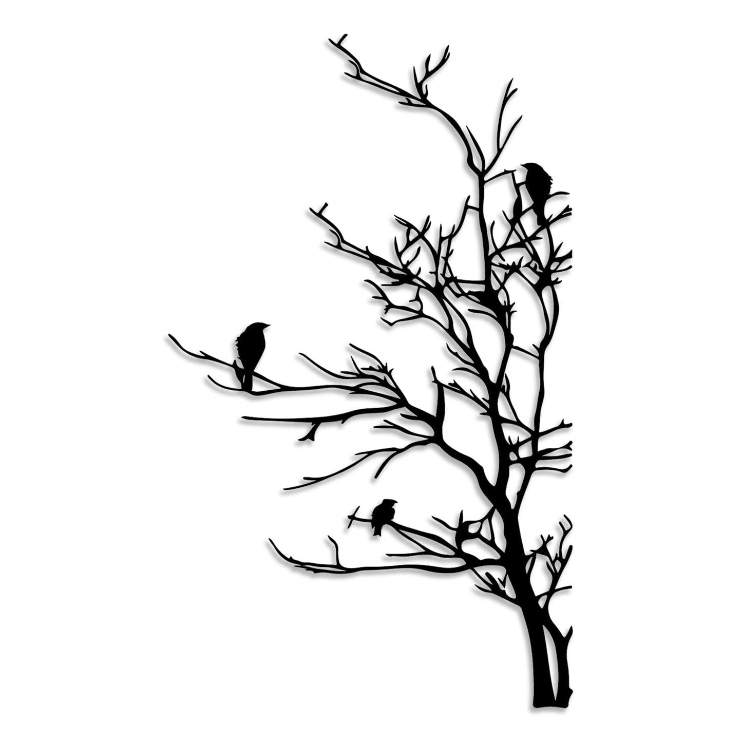 LIYOUYA Bird on a Branch Metal Wall Decor - Rustic Farmhouse Room Decor Simple Black Wall Art Home Decor for Living Room, Bathroom, Bedroom, Dining Room, Garden, Courtyard (Black)