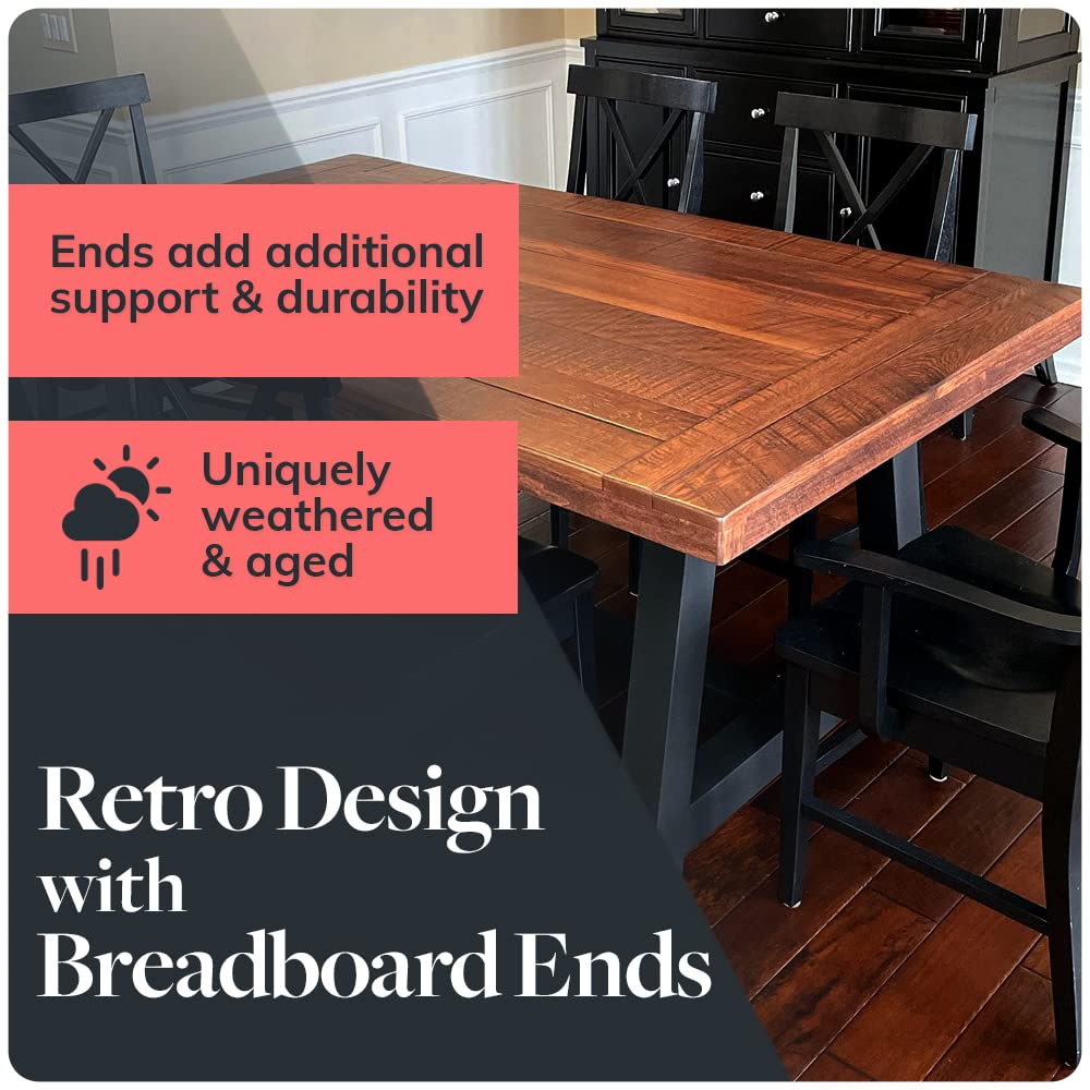 HEIRLOUM Reclaimed Wood Table Top - Rustic Recycled Solid Wooden Piece Perfect for Signs, Counters, Kitchens Table Tops (Reclaimed Wood Tabletop with Breadboard Ends, 30" x 30")