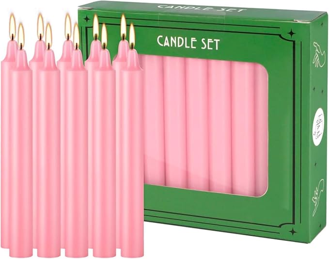 Set of 40 Pink Candles ??Spell Chime Candles for Valentine's Day,Wedding,Rituals, Prayer, Birthdays, Meditation, Altar -0.5X4 Inch Tall, Unscented (Pink)