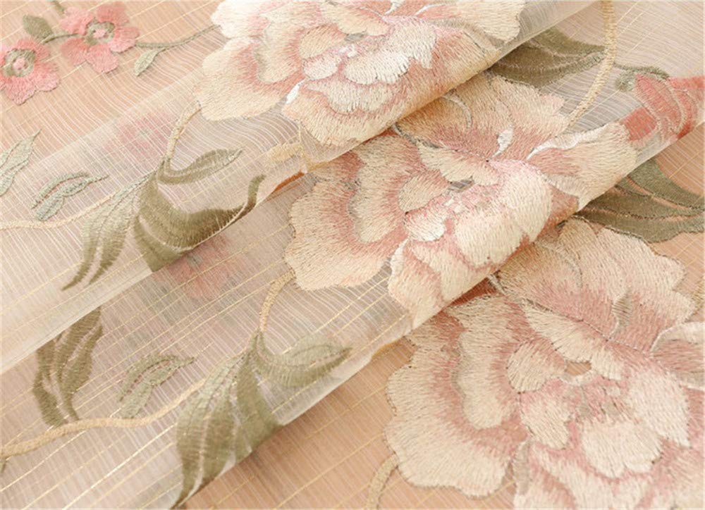WPKIRA Delicate European Embroidered Floral Sheer Curtains Rod Pocket Royal Romantic Window Treatment Voile Curtain for Bedroom/Villa Natural Light Flow Luxury Tulle Curtain 1 Panel W40 x L84 inch