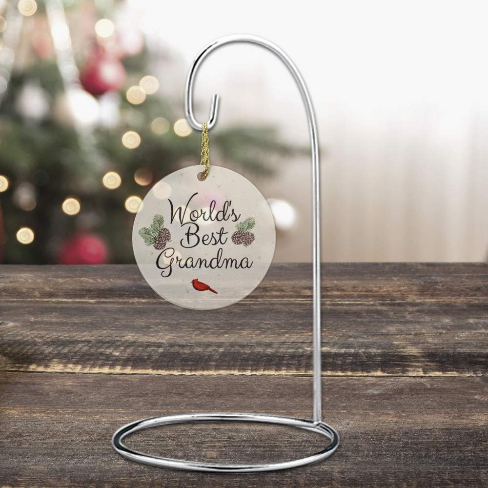 BANBERRY DESIGNS Ornament Display Stands - Silver Christmas Holders - Chrome Finished Metal Stands - Air Plant and Terrarium Stands - Set of 5 Holders - 7" H