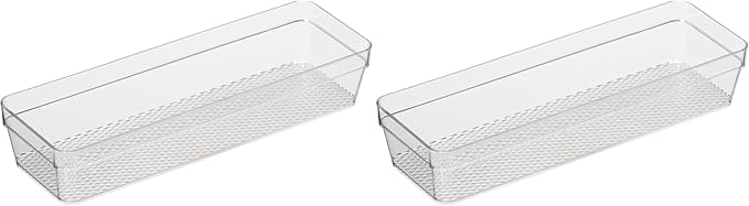 Oggi Clear Drawer Organizer, 3" X 9" | Pack of 2 | For Kitchen | For Office | For Bathroom