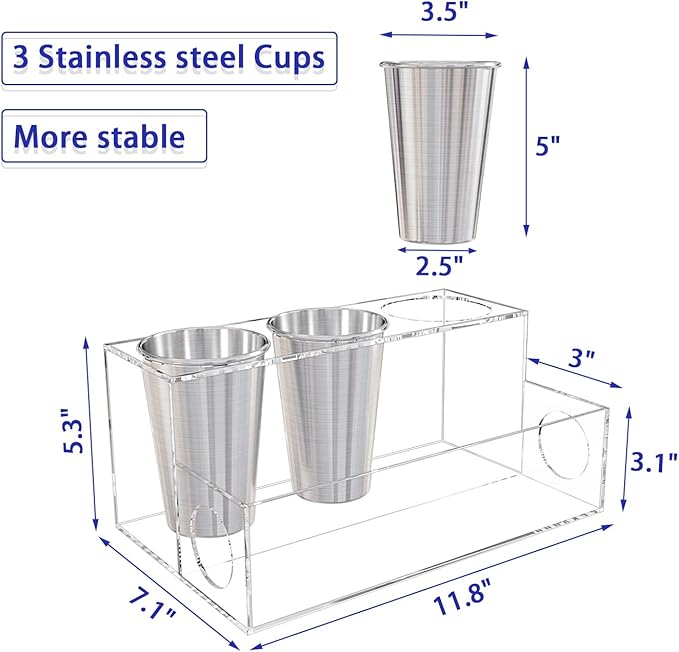 Hair Tool Organizer, Clear Acrylic Hair Dryer Holder with Insulated Cup, Bathroom Supplies Countertop Blow Dryer Holder, Vanity Caddy Storage Stand for Accessories, Makeup, Toiletries