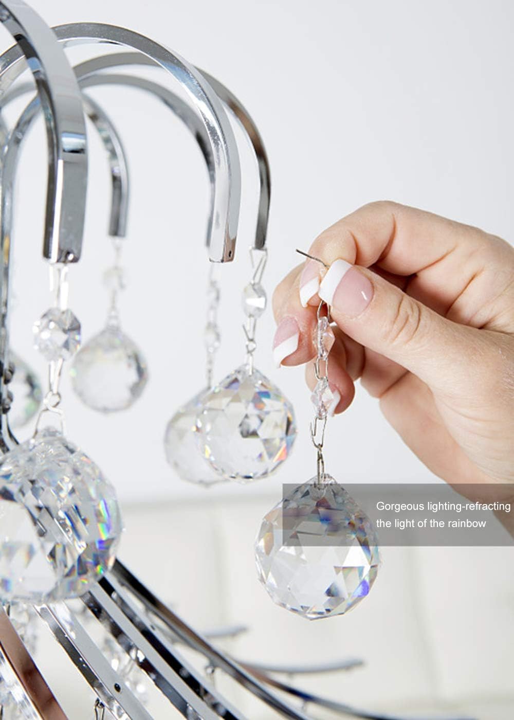 MerryNine Pendant Chains 10pcs, Metal Sun Catcher Chains for Pendant Prisms, 16 Inch Prismatic Ball Suspension Chain with Hook for Crystal Prism Decoration DIY Crystal Decoration