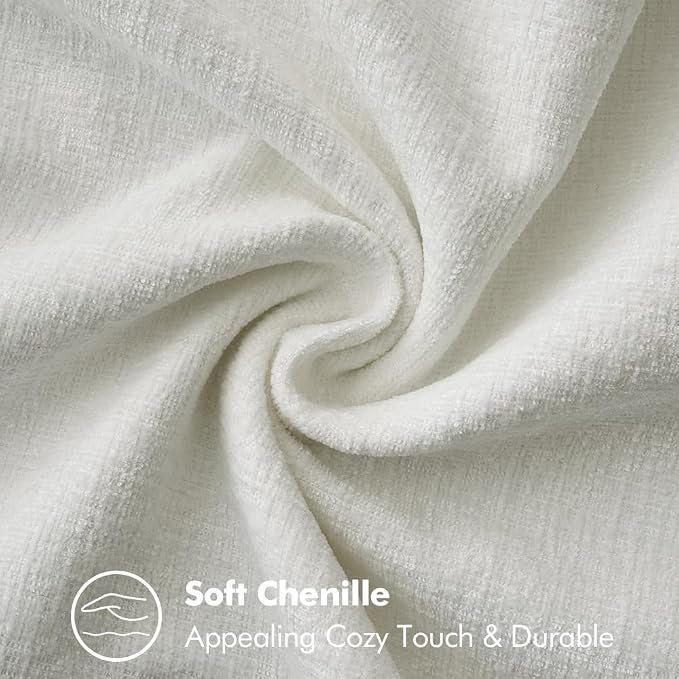MIULEE Pack of 2 Pillow Covers 20x20 Inch Pure White Farmhouse Decorative Throw Pillow Covers with Stitched Edge Soft Chenille Solid Dyed Couch Pillow Covers for Sofa Bed Living Room