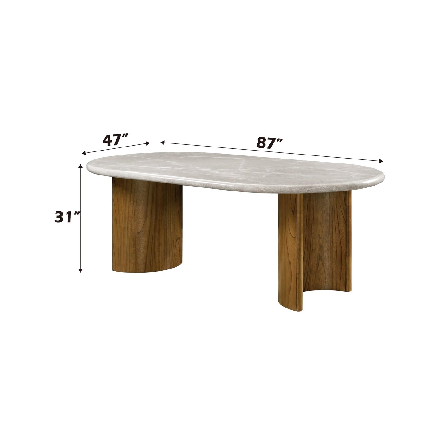 Acme Darcy Oval Dining Table in Gray and Dark Walnut