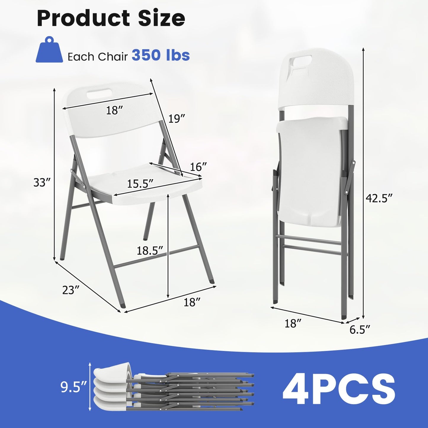 GOFLAME 12 Pack Folding Chairs, Heavy Duty Plastic Dining Chairs with Metal Frame, Portable Commercial Seats for Home Office, Indoor Outdoor Dining, Wedding, Party, Patio