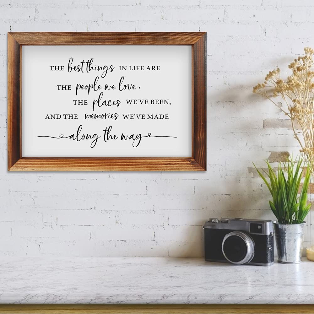CHDITB The Best Things In Life Framed Wood Sign Plaque(16"×11"), Wooden Wall Table Sign with Scripture Bible Verse Quotes, Vintage Family Sign Housewarming for Home Bedroom Farmhouse Guest Room