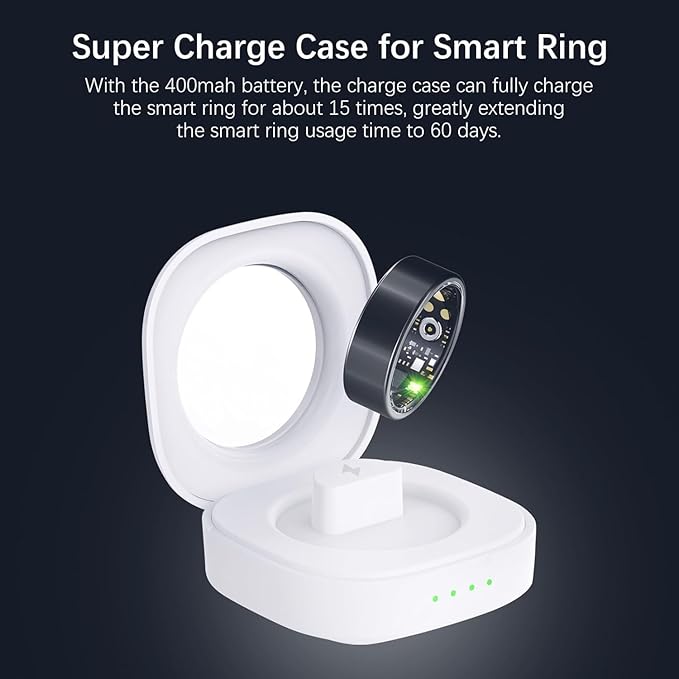 Smart Health Rings for Women Men, Fitness Tracker with Heart Rate, Blood Oxygen, HRV, Sleep Tracker, Step Tracker, No Subscription Fee, IP68 Waterproof Smart Ring for iphone & Android (Black 8#)