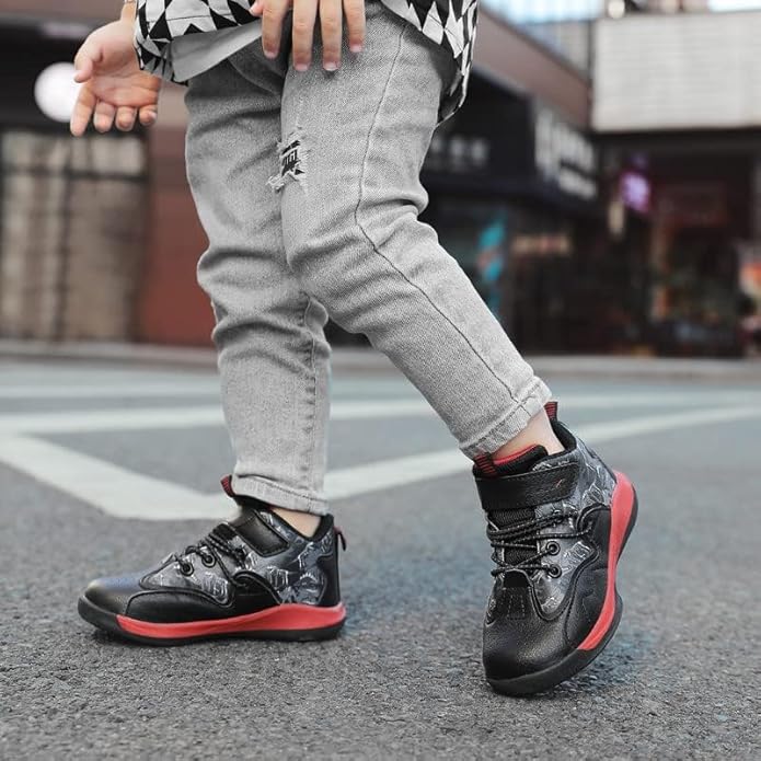 GEERX Dino Kids Boys Basketball Shoes Non Slip High Top Ankle Protection Sport Athletic Boy Sneakers