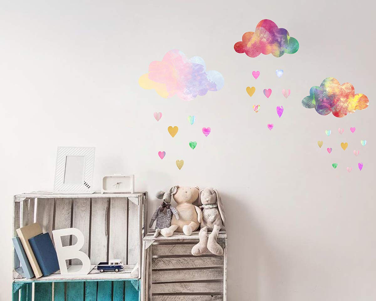 Cloud Wall Decals Heart Wall Decals Removable Peel and Stick Nursery Decal Baby Kids Room Decor